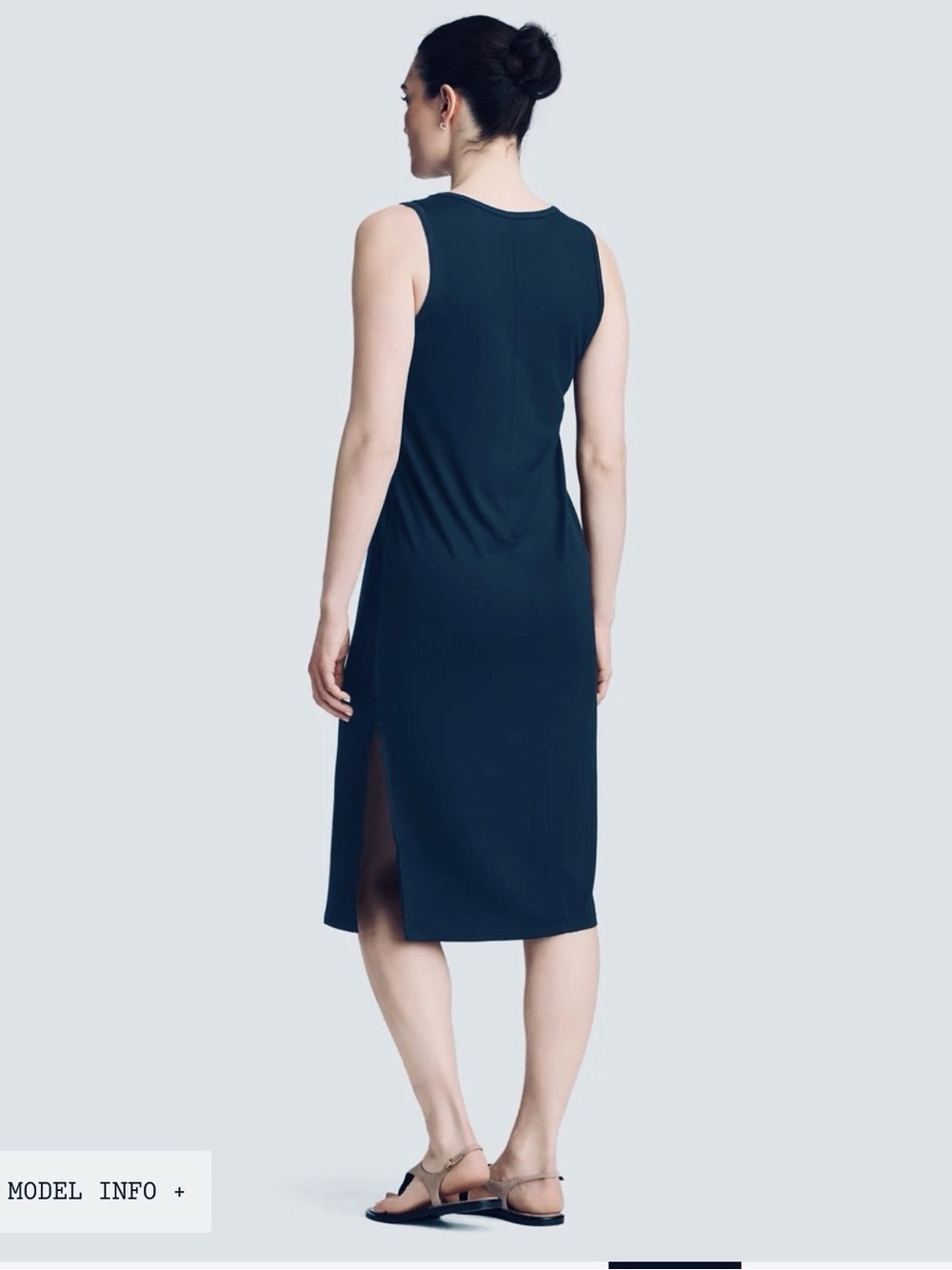 Unbound Merino Wool Navy Blue Scoop Travel Midi Stretch Lightweight Tank Dress S - Picture 3 of 12